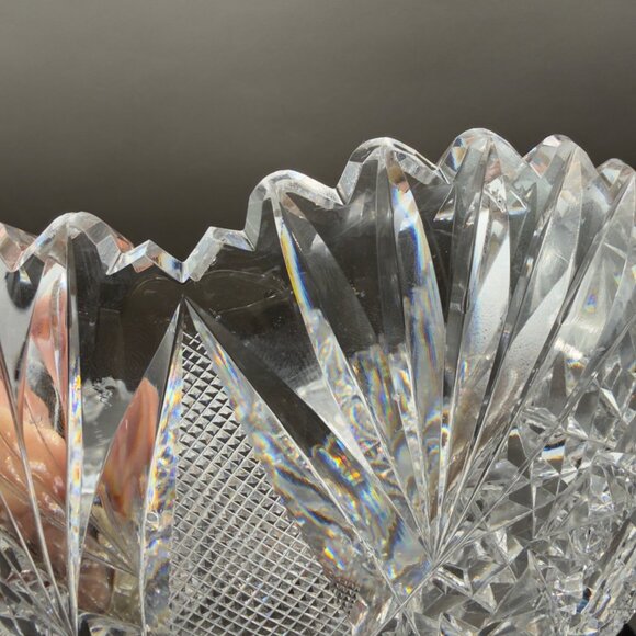 American Brilliant Period ABP Cut Glass Sawtooth Bowl Libbey 9” READ - Picture 12 of 16